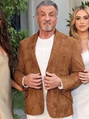 Sylvester Stallone Brown Suede Blazer Coat