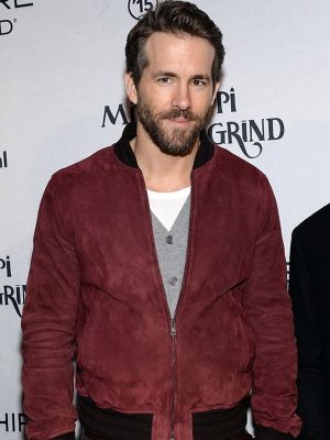 Mississippi Grind Ryan Reynolds Maroon Suede Bomber Jacket