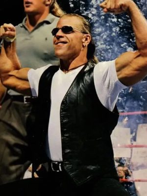 WWE American Professional Wrestler Shawn Michaels Black Leather Vest