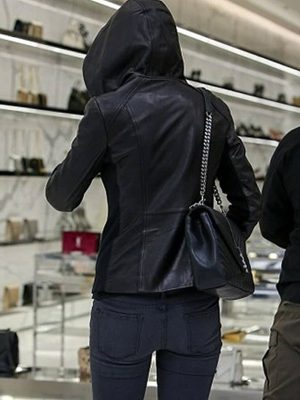 Taylor Swift Black Hooded Leather Jacket