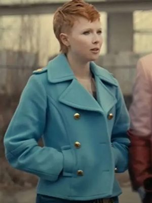 The Fall of the House of Usher 2023 Molly C. Quinn Blue Wool Coat