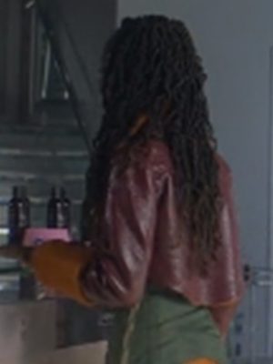 The Other Black Girl S01 Ashleigh Murray Maroon Leather Jacket