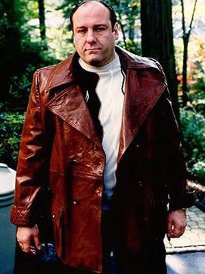 TV Series The Sopranos James Gandolfini Brown Leather Coat
