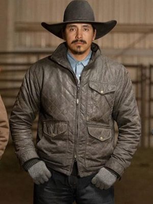 Stephen Yellowtail TV Series Ultimate Cowboy Showdown Brown Quilted Leather Jacket