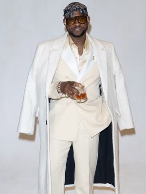 Paris Fashion Week 2023 Usher White Trench Coat