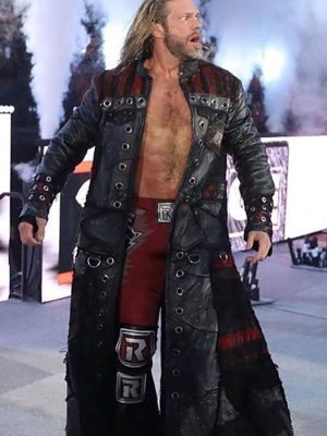 WWE Royal Rumble Edge Black Leather Trench Coat
