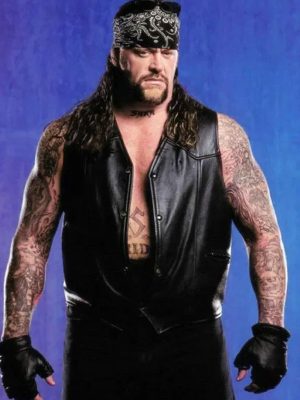 WWE American Professional Wrestler The Undertaker Black Leather Vest