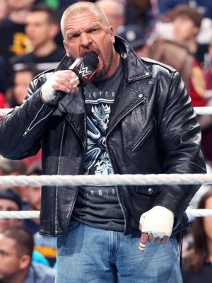 Paul Levesque WWE Triple H Black Leather Jacket