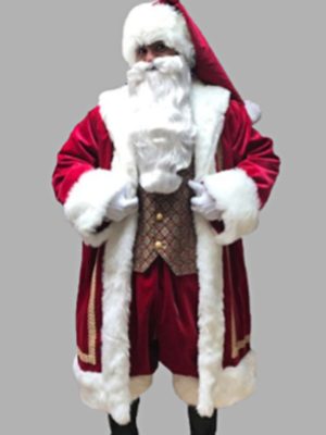 Mrs. Claus Santa Red Costume Shearling Coat