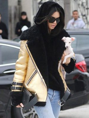 Kendall Jenner Golden Shearling Jacket