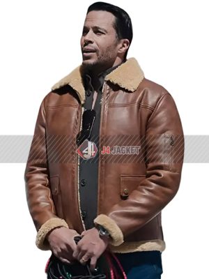 Valentino Best Christmas Ever 2023 Matt Cedeño Brown Shearling Leather Jacket