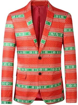 Xmas Themed Funny Ugly Christmas Blazer Jacket Mens