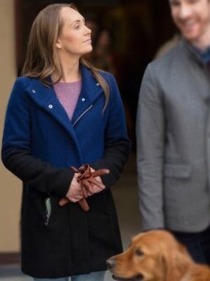 My Christmas Guide Movie 2023 Peyton Blue and Black Wool Coat