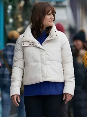 Sarah Booth Our Christmas Mural Movie 2023 Ivy White Puffer Jacket