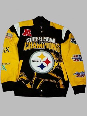 Champions 6 Time Yellow & Black Steelers Leather Jacket