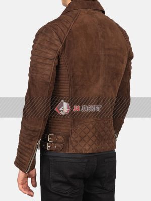 Connor Mens Brown Suede Bomber Leather Jacket