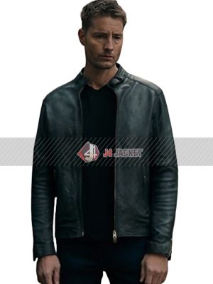 Justin Hartley Tracker 2024 Black Leather Jacket