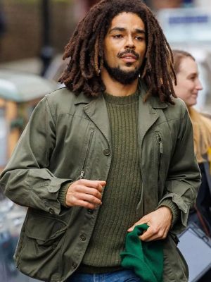 Kingsley Ben-Adir Bob Marley One Love Movie 2024 Green Jacket