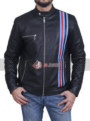 Black Leather Cafe Racer Jacket