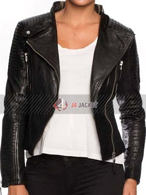 Cafe Racer Slim Fit Winter Leather Jacket For Women
