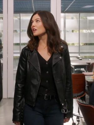 Danielle Campbell The Rookie 2024 Blair London Black Leather Jacket