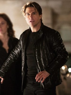 Tom Cruise Mission Impossible Rogue Nation Black Leather Jacket