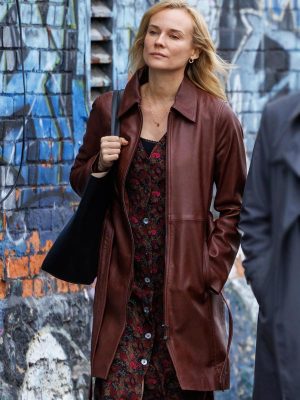 Diane Kruger Movie Longing 2024 Alice Brown Leather Coat