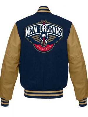 New Orleans Pelicans Blue and Brown Varsity Bomber Jacket