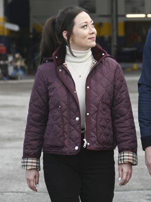 Reenie Green TV Series Tracker S01 Fiona Rene Purple Quilted Hooded Jacket
