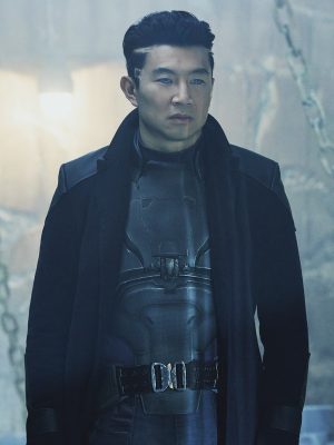Harlan Shepherd Movie Atlas 2024 Simu Liu Black Trench Coat