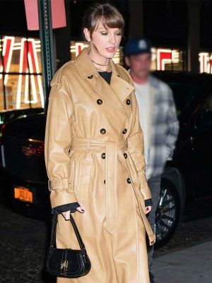 Taylor Swift 34th Birthday Brown Trench Leather Coat
