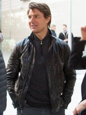 Ethan Hunt Movie Mission Impossible - Rogue Nation Tom Cruise Black Leather Jacket