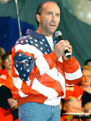American Flag Lee Greenwood Bomber Leather Jacket