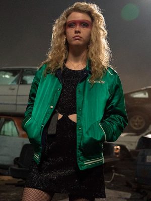 MaXXXine 2024 Movie Mia Goth Green Varsity Jacket
