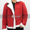 Ryan Reynolds Spirited Suede Red Leather Jacket