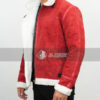 Ryan Rodney Reynolds Red Shearling Leather Jacket