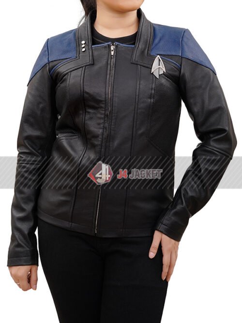 Star Trek Picard Deanna Troi Black Leather Jacket