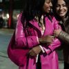 Alexandra Burke Curfew Series 2024 Helen Pink Leather Trench Coat