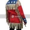 American Flag Fringed leather Jacket For Women