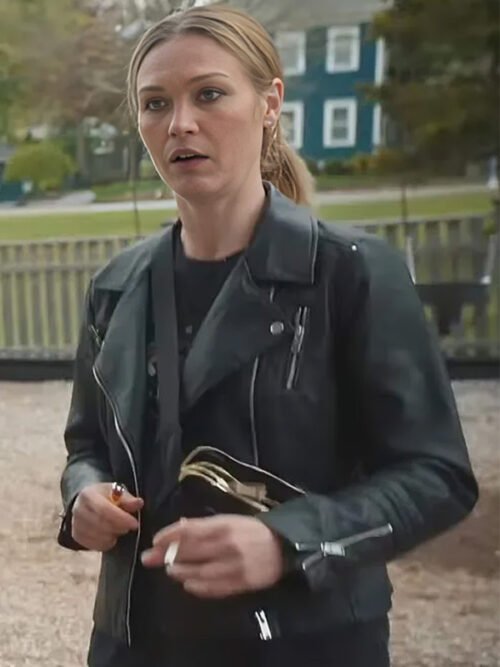 Julia Stiles Chosen Family 2024 Black Leather Jacket