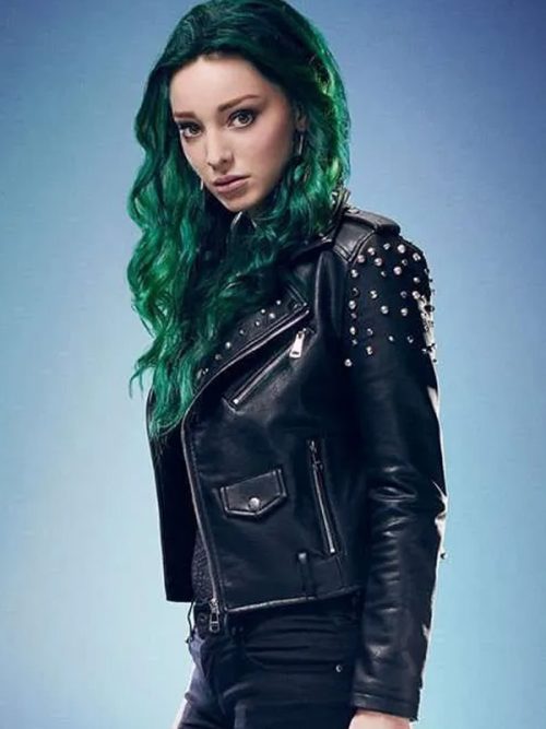 Emma Dumont The Gifted S02 Lorna Dane Black Leather Studded Jacket