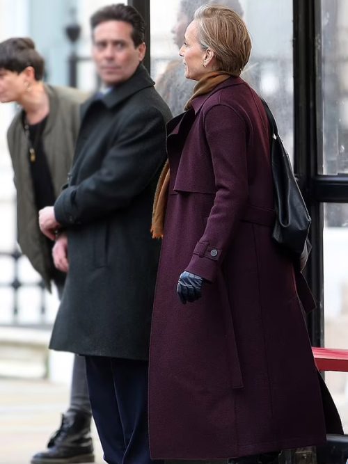 Slow Horses S03 Diana Taverner Maroon Trench Coat