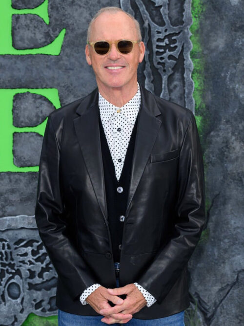 Beetlejuice Beetlejuice Michael Keaton Black Leather Blazer Coat