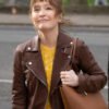 Moonflower Murders Lesley Manville Brown Jacket