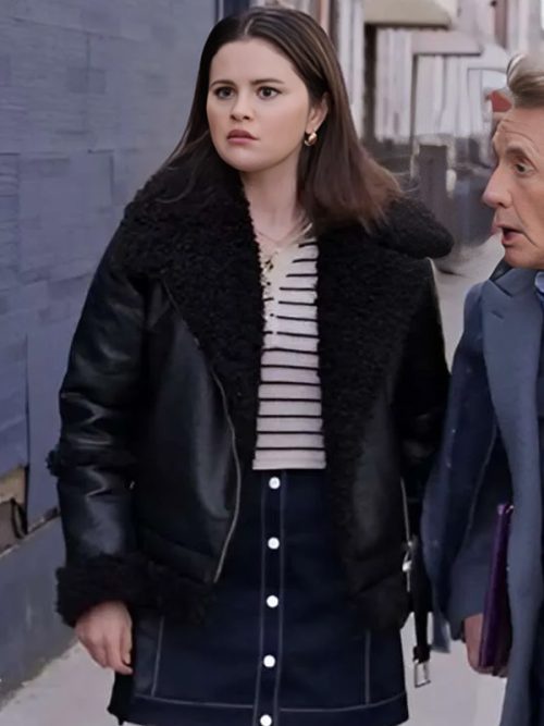 Only Murders in the Building S04 Selena Gomez Black Shearling Jacket