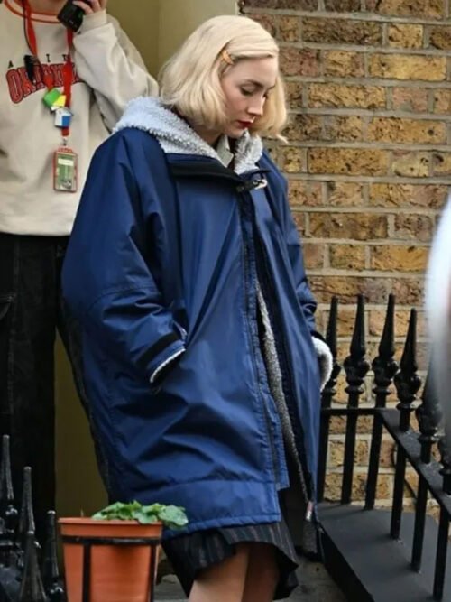 Rita Blitz Saoirse Ronan Blue Hooded Shearling Jacket