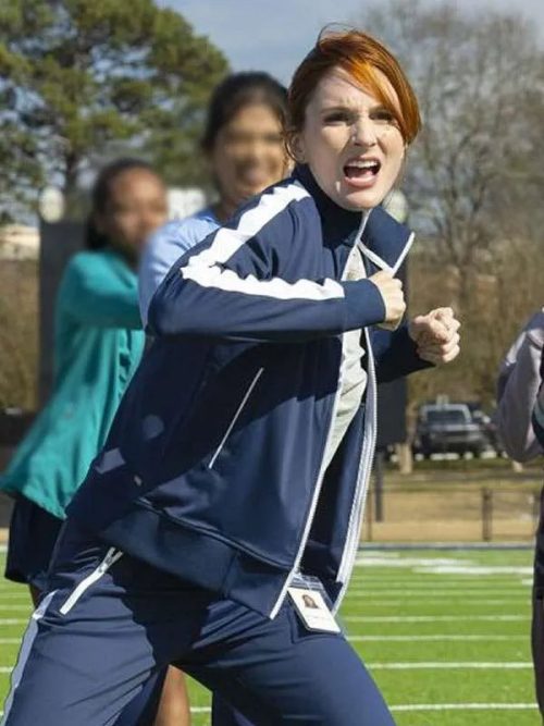 Stephanie Koenig English Teacher Gwen Sanders Track Blue Jacket