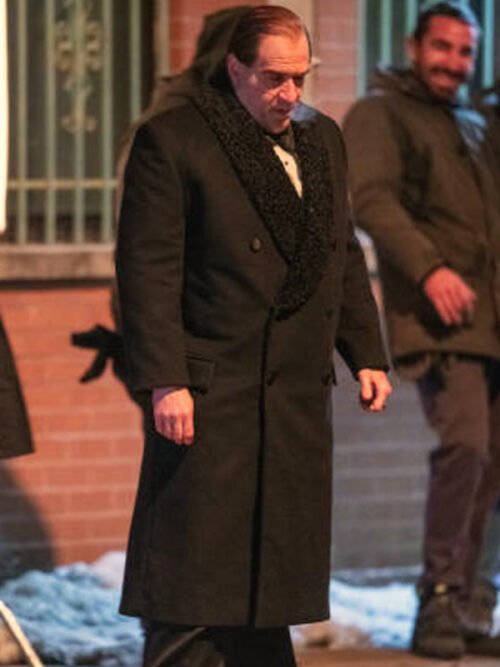 The Penguin Oswald Cobblepot Black Shearling Coat