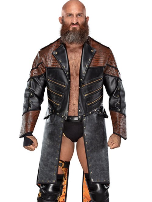 American Wrestler Tommaso Ciampa Leather Brown and Black Tailcoat