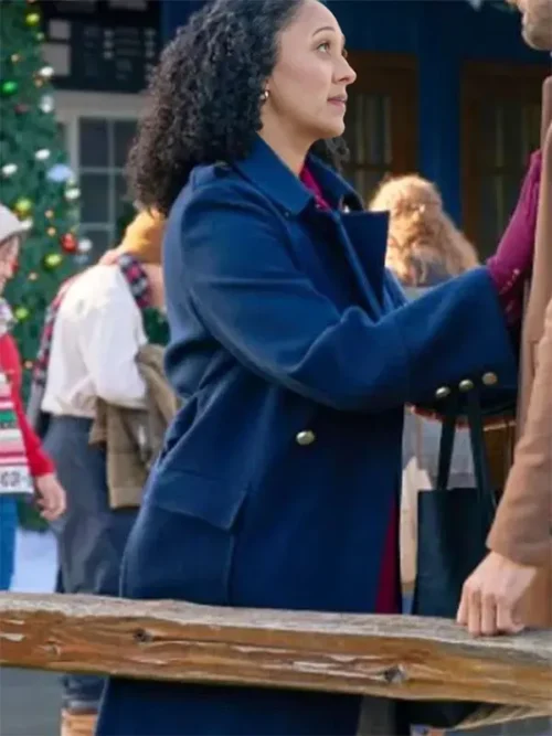 Angela Scouting For Christmas Blue Wool Coat